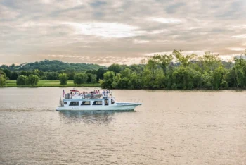 group having fun in potomac river with a boat private charter